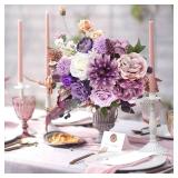 AmyHomie Artificial Purple Flowers Combo Silk Mix Peony Rose Hydrangea Fake Flowers w/Stem for DIY Wedding Bouquets Centerpieces Arrangements Table Party Bridal Baby Shower Home Fall Decor