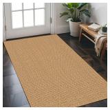 Indoor Rugs for Entryway: 3x5 Ft Area Rug Washable Rugs - Non Slip Boho Entry Rugs for Inside House- Braided Cotton Floor Carpet Throw Rug for Kitchen Entrance Front Door Porch Living Room Brown