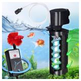Aquarium Filter U-V w/Scientific 3,6,12,24H Timer 200GPH for 20-75Gal Fish Turtle Tank Bio Sponge Internal Filter Power Pump Deodorization Saltwater Freshwater Killing Green Clean Machine Air Supply