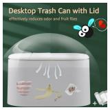 AYADA Mini Trash Can with Lid, 1.5L Capacity, White, Desktop