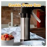 Hendiy Cookie Press, Cookie Press Gun Kit Stainless Steel Spritz Cookies Presses Set with 13 Cookies Discs and 8 Piping Tips