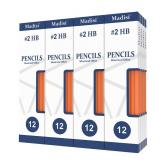 Madisi Wood-Cased #2 HB Pencils, Yellow, Pre-sharpened, 11Packs of 12-Count, 192 pencils in box