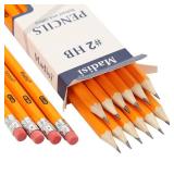 Madisi Wood-Cased #2 HB Pencils, Yellow, Pre-sharpened, 11Packs of 12-Count, 192 pencils in box