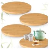 Tanlade 4 Pcs Bamboo Wooden Lazy Susan Organizer Lazy Susan Turntable for Cabinet Non Skid Kitchen Tray Revolving Condiment Spice Rack for Counter Wedding Table Organization Storage Supplies(10 Inch)
