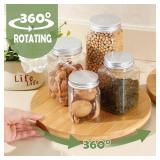 Tanlade 4 Pcs Bamboo Wooden Lazy Susan Organizer Lazy Susan Turntable for Cabinet Non Skid Kitchen Tray Revolving Condiment Spice Rack for Counter Wedding Table Organization Storage Supplies(10 Inch)