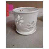 vensovo 6 Inch Orchid Pot with Holes and Saucer - White Ceramic Orchid Planter for Repotting, Flower Pot for Indoor/Outdoor Plants (1 Pack)