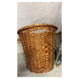 Lamp, wicker waste basket and more