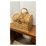 Woven Picnic Basket with Blue Gingham Liner