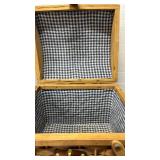 Woven Picnic Basket with Blue Gingham Liner
