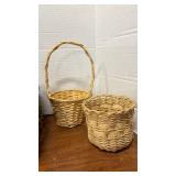 Baskets, one with corn attached