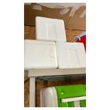 Three styrofoam coolers