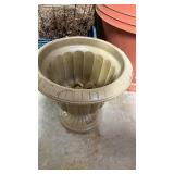 Large plastic planters with bottoms, gold plastic planter, milk crate and hanging basket