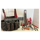 Tool pouch, chisels, socket set and more