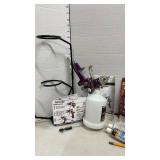 Gravity Feed Spray Gun and Holder, Chain, hooks and more