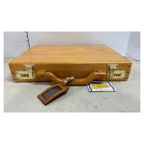 Mid-Century Oak Document Box with Combination Locks