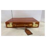 Mid-Century Wood Briefcase with Brass Hardware
