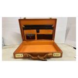 Mid-Century Wood Briefcase with Brass Hardware