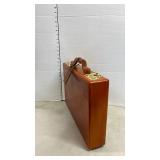 Mid-Century Wood Briefcase with Brass Hardware