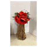 Six tension rods. Spanish moss and faux flower decoration