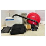 Balancing Wobble Cushion. Box of Dry Wipes, Grab Bar and braces