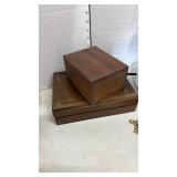 Tub of pencils, Desk lamp, hooks and two wooden boxes