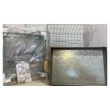 Glide Frame, large metal basket and galvanized tray with handles
