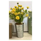Faux flower in a pail and floral styrofoam
