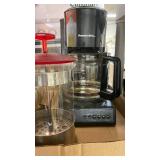 Coffeemaker and French press with mugs