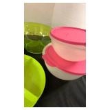 Tupperware bowl, ice trays and serving plates