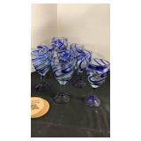 Cobalt Blue Swirl Glass Goblets Set