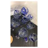 Cobalt Blue Swirl Glass Goblets Set