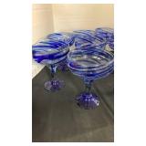 Cobalt Blue Swirl Glasses with Pitcher