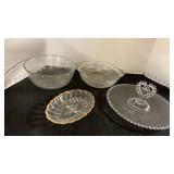 Glass serving bowls and dish