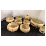 Hand-Painted Landscape pottery bowls with signature