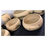 Hand-Painted Landscape pottery bowls with signature