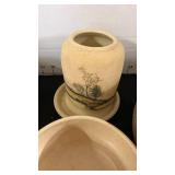Hand-Painted Landscape pottery bowls with signature