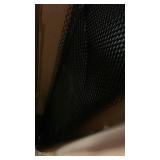 17 inch wooden  barrel, 33 inch cardboard bin with misc wood, rubber trim and more