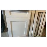 White kitchen cabinet 34x18x25 and door panel frames 36x15