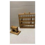 Sewing thread holder and wooden sewing machine decor