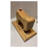 Sewing thread holder and wooden sewing machine decor