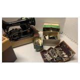 Vintage Singer Sewing Machine with Attachments