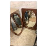 Vintage Oval and rectangle Wood-Framed Wall Mirrors 30x21