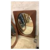 Vintage Oval and rectangle Wood-Framed Wall Mirrors 30x21