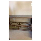 Rattan Console Table with Glass Top 27x50x16