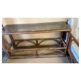 Rattan Console Table with Glass Top 27x50x16