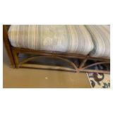 Rattan Bamboo Sofa with Striped Upholstery 29x74x32