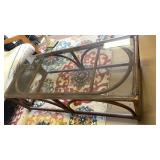 Bamboo rattan Glass-Top Dark Wood Coffee Table 16x52x23