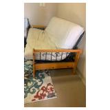 Wooden Frame Futon with White Mattress 37x82x35