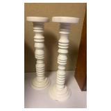 Pair of wooden candle stick holders 21 inches tall