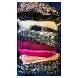 Fabric, black and whites, fuchsias and more in bin